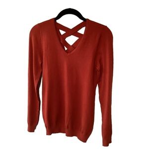 NWOT Love Ellie Sweater Size XS Burnt Orange V-Neck Criss-Cross Back Soft